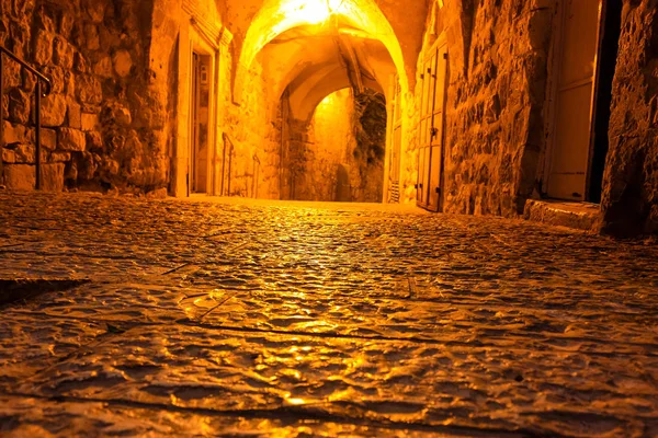 Kudüs Srail Mayıs 2018 Eski Kudüs Şehri Gece Yerden Sokak — Stok fotoğraf