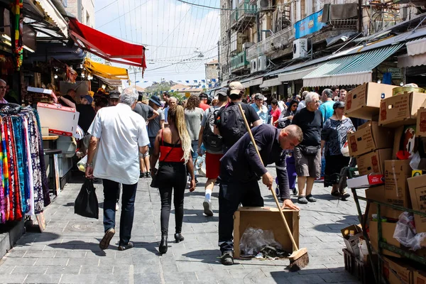 Jerusalén Israel Junio 2018 Vista Gente Desconocida Caminando Comprando Mercado — Foto de Stock