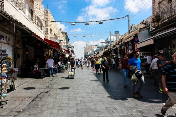 Jerusalem Israel June 2018 View Unknowns People Walking Shopping Mahane — Stock Photo, Image