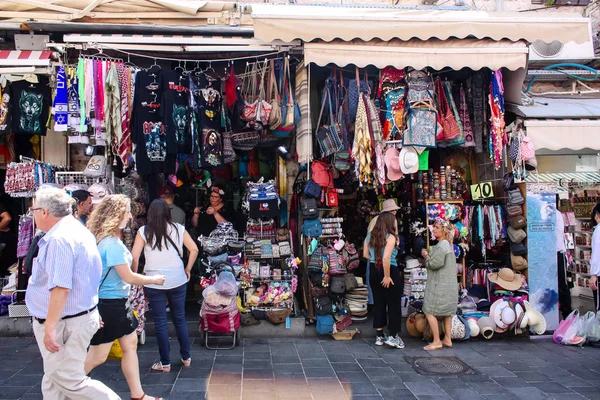 Jerusalem Israel June 2018 View Unknowns People Walking Shopping Mahane — Stock Photo, Image