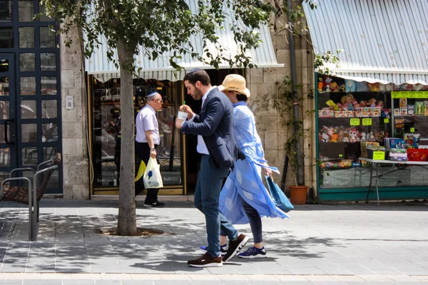 Jerusalem Israel June 2018 View Unknowns People Walking Jaffa Street — Stock Photo, Image