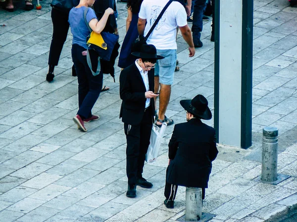 Jeruzsálem Izrael Május 2018 Ismeretlen Emberek Este Autóbusz Állomás Régi — Stock Fotó