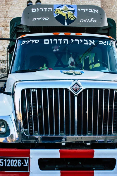 Jeruzalem Israël Mei 2018 Weergave Van Een Militaire Vrachtwagen Bij — Stockfoto