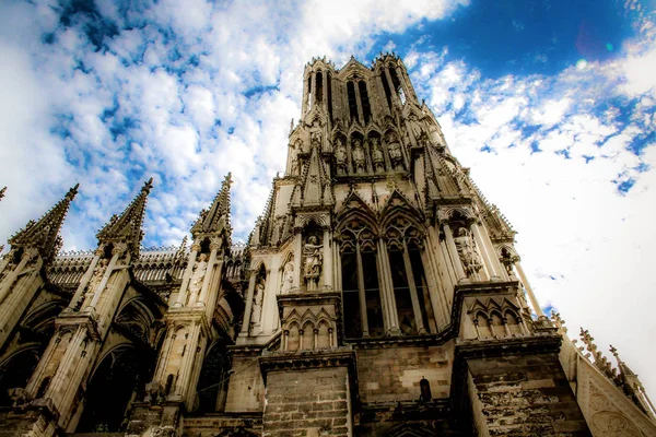 Uitzicht Kathedraal Notre Dame Van Reims Frankrijk — Stockfoto