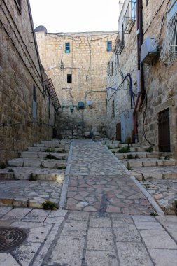 Kudüs İsrail 17 Mayıs 2018 Eski Kudüs şehri, Yahudi Mahallesi sokak görünümü