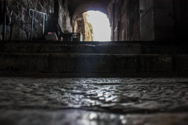 Kudüs İsrail 07 Haziran 2018 Eski Kudüs şehri yerden sokak görünümü