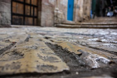 Kudüs İsrail 07 Haziran 2018 Eski Kudüs şehri yerden sokak görünümü