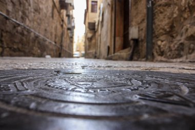 Kudüs İsrail 07 Haziran 2018 Eski Kudüs şehri yerden sokak görünümü