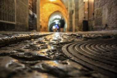 Kudüs İsrail 07 Haziran 2018 Eski Kudüs şehri yerden sokak görünümü