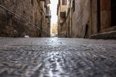 Kudüs İsrail 07 Haziran 2018 Eski Kudüs şehri yerden sokak görünümü