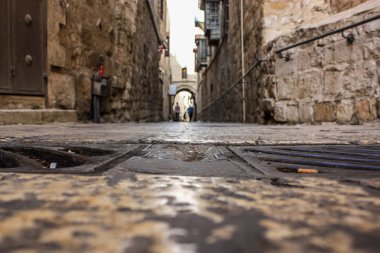 Kudüs İsrail 07 Haziran 2018 Eski Kudüs şehri yerden sokak görünümü