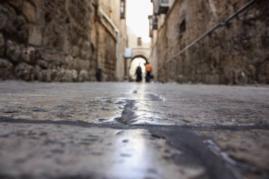 Kudüs İsrail 07 Haziran 2018 Eski Kudüs şehri yerden sokak görünümü