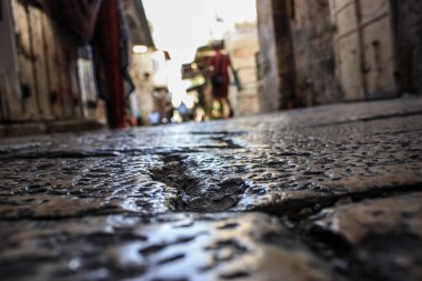 Kudüs İsrail 07 Haziran 2018 Eski Kudüs şehri yerden sokak görünümü