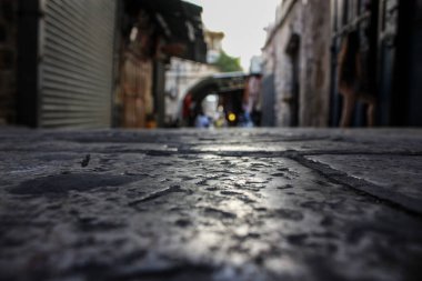 Kudüs İsrail 07 Haziran 2018 Eski Kudüs şehri yerden sokak görünümü