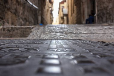 Kudüs İsrail 07 Haziran 2018 Eski Kudüs şehri yerden sokak görünümü