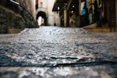 Kudüs İsrail 07 Haziran 2018 Eski Kudüs şehri yerden sokak görünümü