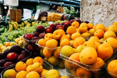 Çeşitli sebze ve meyve closeup İsrail piyasada satılan