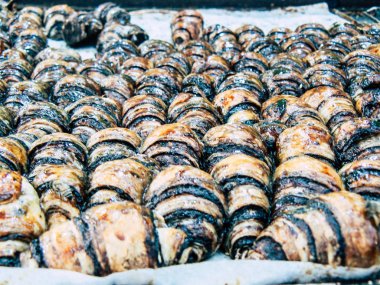 Kudüs İsrail 12 Haziran 2018 görünümünü çeşitli hamur işleri sabah Kudüs'te piyasada satılan