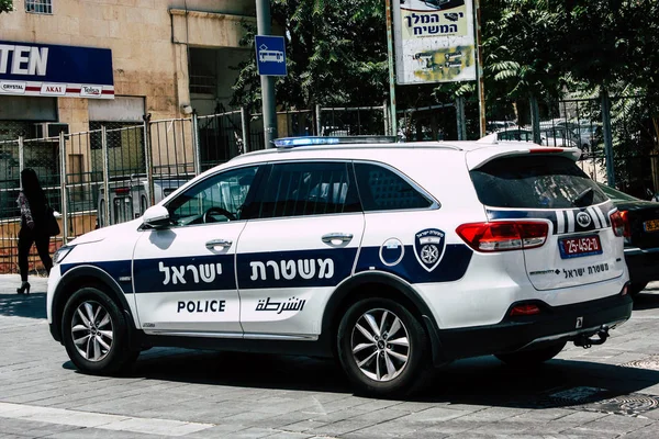 Jeruzalem Israël Juni 2018 Weergave Van Israëlische Politie Auto Jaffa — Stockfoto