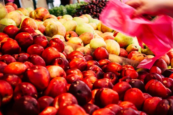Крупный План Различных Овощей Фруктов Продаваемых Рынке Израиля — стоковое фото