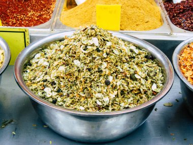 Kudüs İsrail 12 Haziran 2018 çeşitli Kuruyemiş görünümünü sabah Kudüs'te piyasada satılan