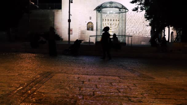 Jerusalém Israel Junho 2018 Vista Menorá Ouro Bairro Judeu Cidade — Vídeo de Stock