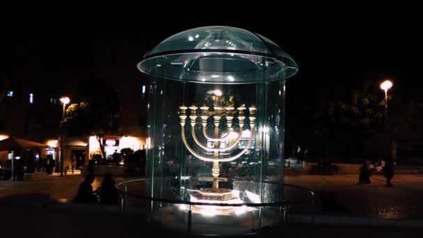 Jerusalém Israel Junho 2018 Vista Menorá Ouro Bairro Judeu Cidade — Vídeo de Stock
