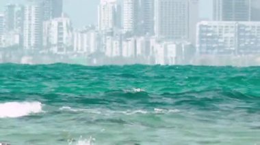 Palmachim plaj Rishon Lezion İsrail'in Tel Aviv görünümü  