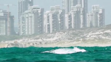 Palmachim plaj Rishon Lezion İsrail'in Tel Aviv görünümü  