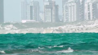 Palmachim plaj Rishon Lezion İsrail'in Tel Aviv görünümü  