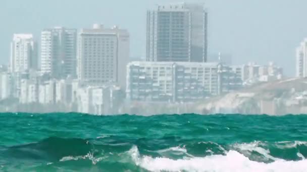 Veduta Tel Aviv Dalla Spiaggia Palmachim Rishon Lezion Israele — Video Stock