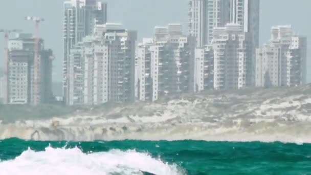 Veduta Tel Aviv Dalla Spiaggia Palmachim Rishon Lezion Israele — Video Stock