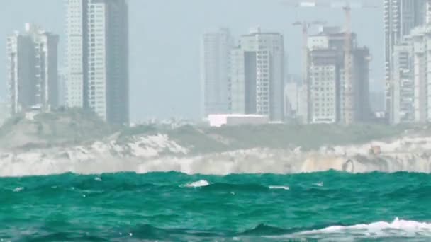 Veduta Tel Aviv Dalla Spiaggia Palmachim Rishon Lezion Israele — Video Stock