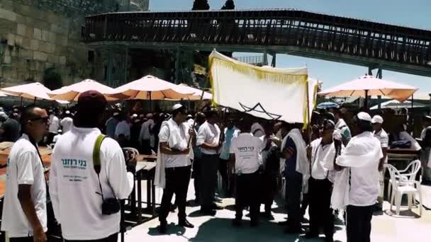 Jerusalén Israel Junio 2018 Vista Personas Desconocidas Participando Bar Mitzvah — Vídeos de Stock