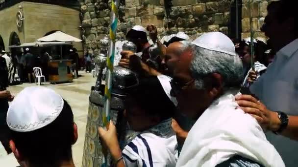Иерусалим Израиль Июнь 2018 Вид Неизвестных Людей Участвующих Бар Мицве — стоковое видео