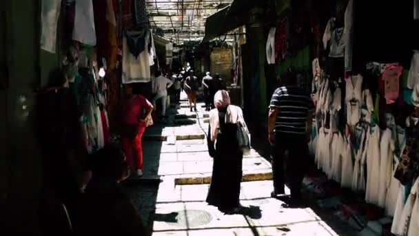 Jerusalem Israel June 2018 View Unknowns People Walking Bazaar Jaffa — Stock Video