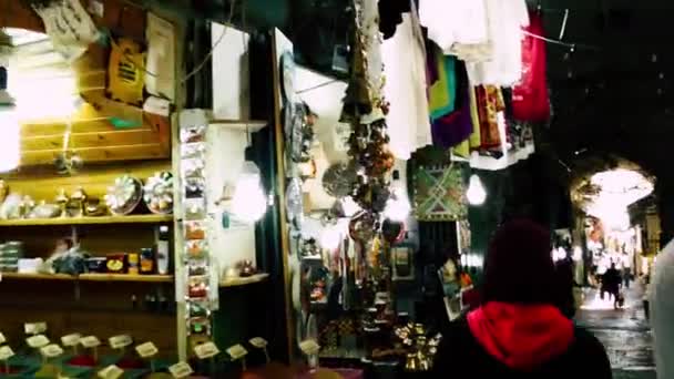 Izrael Jerozolima Czerwca 2018 Widok Ludzi Niewiadomych Chodzenie Bazarze Jaffa — Wideo stockowe