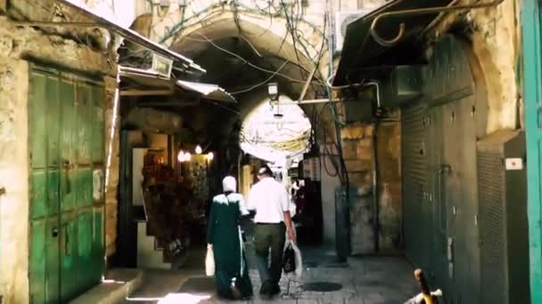 Jeruzalém Izrael Června 2018 Pohled Neznámých Lidí Kteří Jdou Bazaru — Stock video