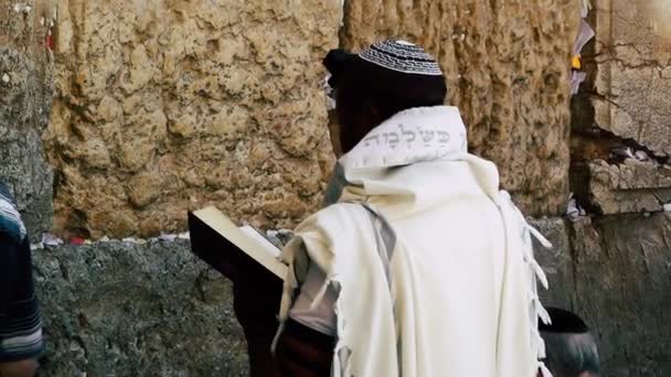 Jerusalém Israel Junho 2018 Vista Pessoas Desconhecidas Orando Frente Muro — Vídeo de Stock