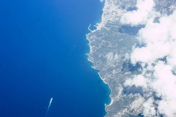Vista Aérea Das Margens Mar Mediterrâneo 000 Pés Altitude Tarde — Fotografia de Stock