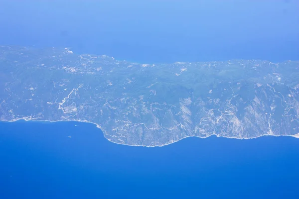 Αεροφωτογραφία Από Τις Ακτές Της Μεσογείου Υψόμετρο 000 Ποδιών Απόγευμα — Φωτογραφία Αρχείου