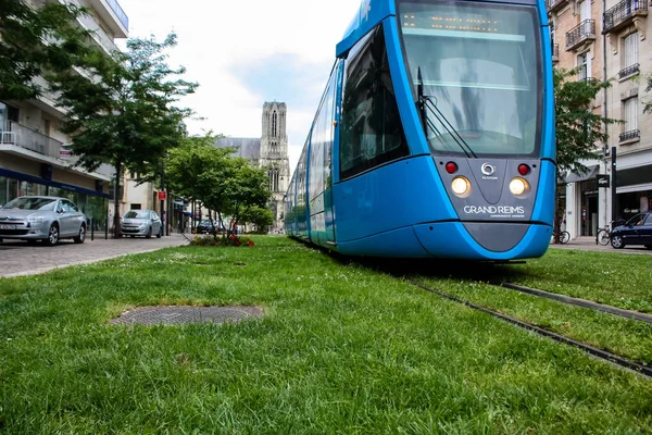 Reims Frankreich Juli 2018 Ansicht Der Straßenbahn Der Stadt Reims — Stockfoto