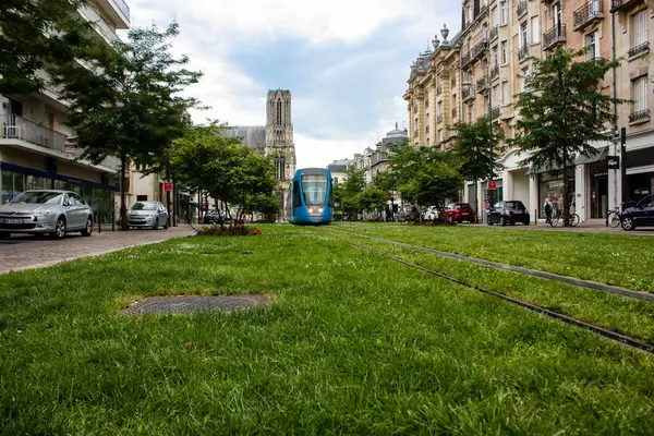 Reims Frankrijk Juli 2018 Weergave Van Tram Van Stad Van — Stockfoto