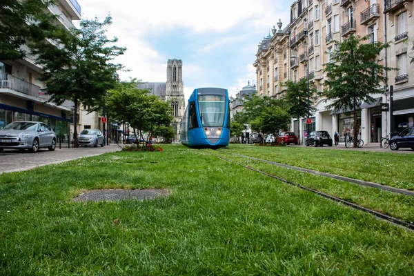 Reims Frankreich Juli 2018 Ansicht Der Straßenbahn Der Stadt Reims — Stockfoto