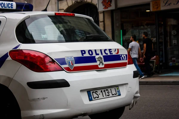 Reims Frankreich Juli 2018 Blick Auf Ein Französisches Polizeiauto Das — Stockfoto