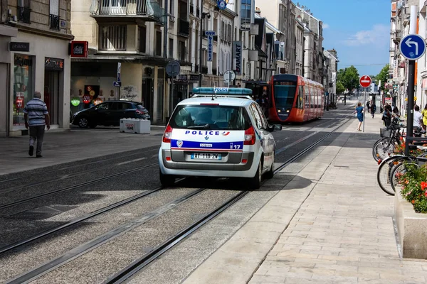 Reims Francia Julio 2018 Vista Coche Policía Francés Calle Reims — Foto de Stock
