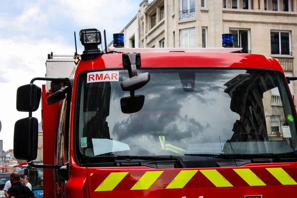 Reims Frankreich Juli 2018 Blick Auf Ein Französisches Feuerwehrauto Das — Stockfoto