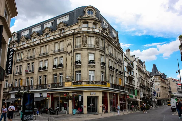 Reims France July 2018 View Traditional Historic Building Corner Street — Stock Photo, Image