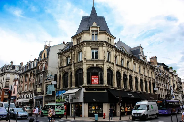 Reims France Juillet 2018 Vue Bâtiment Traditionnel Historique Angle Rue — Photo