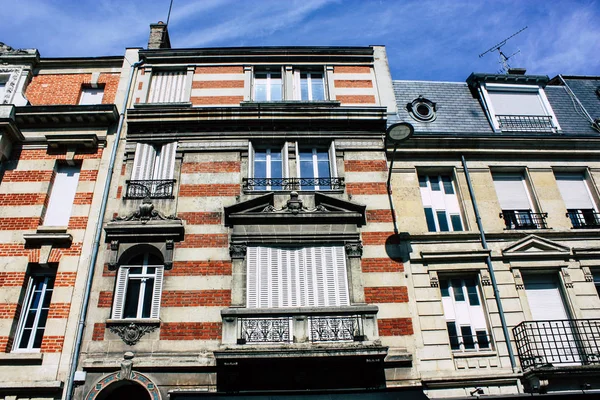 Reims Frankrike Juli 2018 Visa Byggnader Rue Buirette Gata Staden — Stockfoto